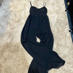 Black sheer leg jumpsuit
